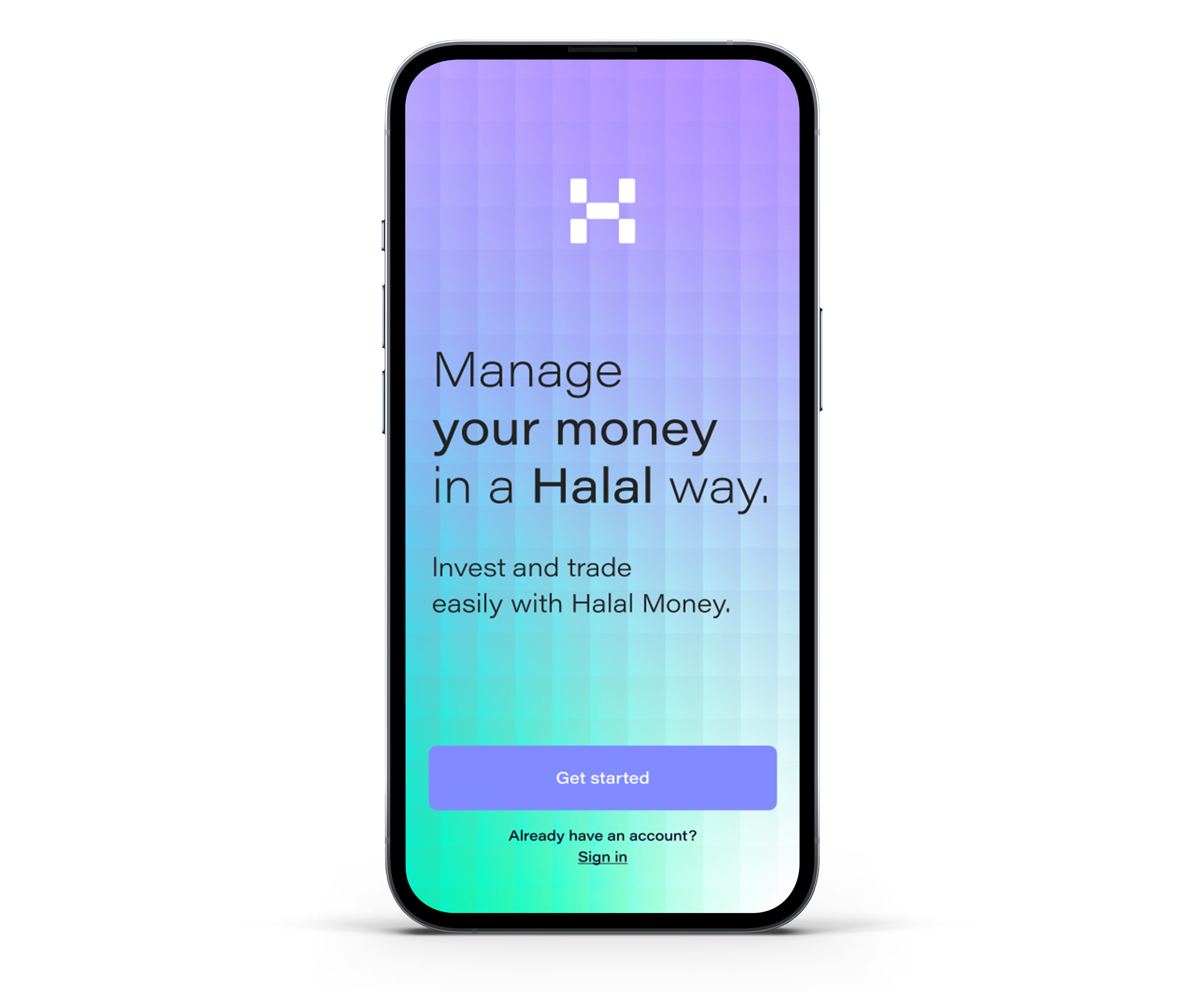 Halal Money app on a phone